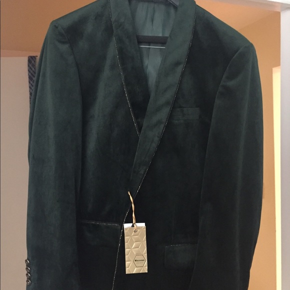 Hunter Green Velvet Sport Coat/Blazer - Picture 3 of 8